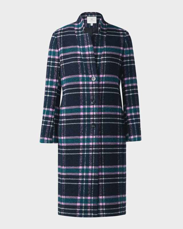 Diane-C Plaid Wool-Blend Coat